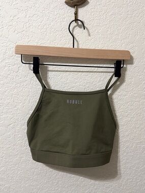 NOBULL Olive Green Thin-Strap Cropped Sports Bra